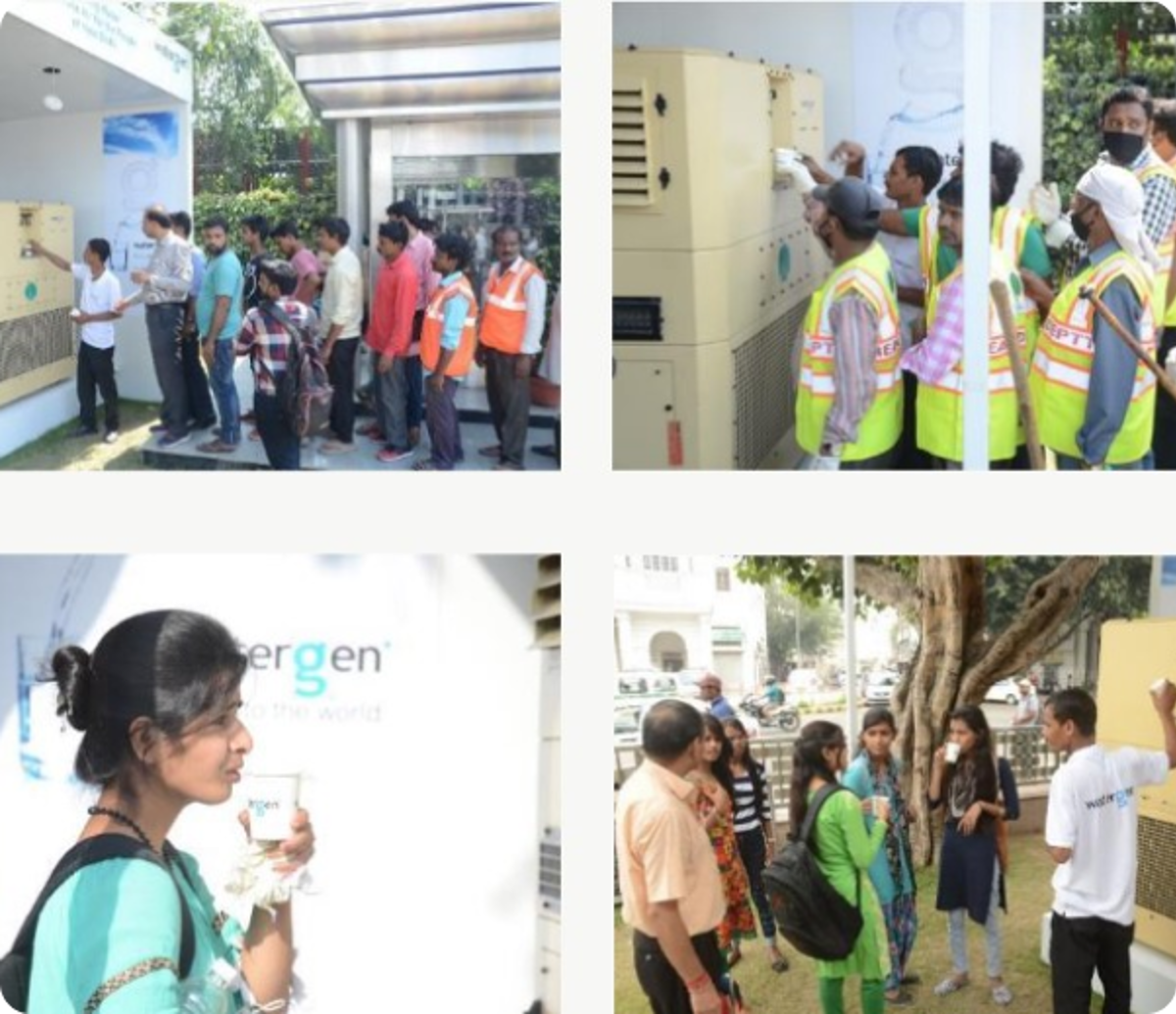 connaught place, new delhi, india, a one month pilot program providing fresh drinking water to 2,000 people every day